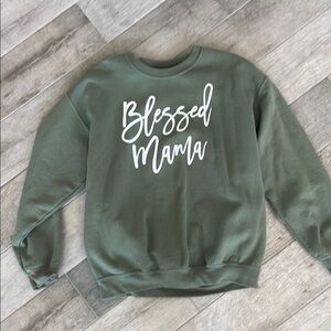 Gildan Long Sleeve Tee - Green 'Blessed Mama'